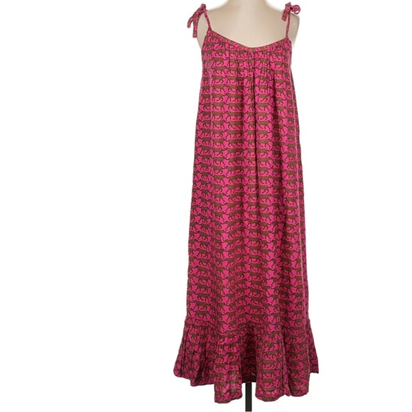 Emerson Fry India Collection Pink Yarrow Cheetah Print Maxi Dress Small - Picture 3 of 11